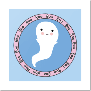 Sweet Ghost Emblem Halloween Circle Design Posters and Art